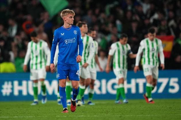 Ross McCausland of Rangers FC disappointed after Real Betis goal (2-2) Real Betis v Rangers, UEFA Europa League, Group C, Football, Benito VIllamarin Stadium, Seville, Spain - 14 Dec 2023 EDITORIAL USE ONLY No use with unauthorised audio, video, data, fixture lists, club league logos or live services. Online in-match use limited to 120 images, no video emulation. No use in betting, games or single club league player publications. Copyright: xBaguxBlanco Shutterstockx 14254285bx