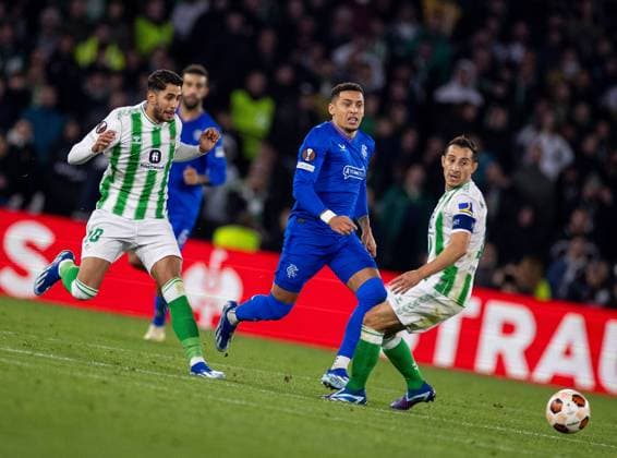 Rangers Defender James Tavernier during the Europa League Group C match at the Estadio Benito Villamarin, Seville. Real Betis v Rangers, UEFA Europa League, Group C, Football, Benito VillamaroÆ?Ã?Ân Stadium, Seville, Spain - 14 Dec 2023 EDITORIAL USE ONLY No use with unauthorised audio, video, data, fixture lists, club league logos or live services. Online in-match use limited to 120 images, no video emulation. No use in betting, games or single club league player publications. Copyright: xKirkxO Rourke RangersxFC Shutterstockx 14257803db