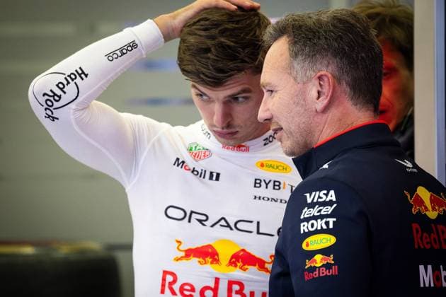 Max Verstappen NED, Oracle Red Bull Racing 1 left , Christian Horner, GB , Oracle Red Bull Racing, Team Principal BHR, Formula 1 Race, Bahrain International Circuit, 01 03 24 BHR, Formula 1 Race, Bahrain International Circuit, 01 03 24 Manama Copyright: xFoto:xEIBNER ThomasxFuesslerx EP_tfr