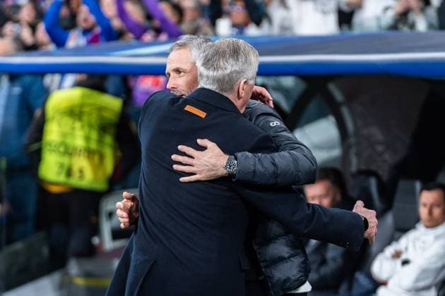 Marco Rose RB Leipzig, Head Coach Carlo Ancelotti Real Madrid, Head Coach Real Madrid vs RB Leipzig, Football, UEFA Champions League, Round of 16, 06 03 2024 Real Madrid vs RB Leipzig, Football, UEFA Champions League, Round of 16, 06 03 2024 Madrid Copyright: xEibner-Pressefoto BahhoxKarax EP_BKA