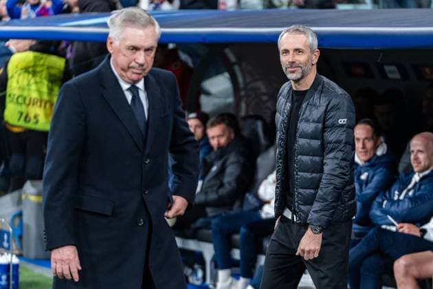 Marco Rose RB Leipzig, Head Coach Carlo Ancelotti Real Madrid, Head Coach Real Madrid vs RB Leipzig, Football, UEFA Champions League, Round of 16, 06 03 2024 Real Madrid vs RB Leipzig, Football, UEFA Champions League, Round of 16, 06 03 2024 Madrid Copyright: xEibner-Pressefoto BahhoxKarax EP_BKA