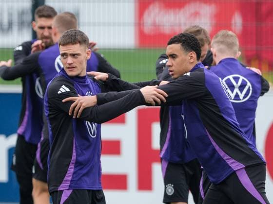 Florian Wirtz Germany and Jamal Musiala Germany , GER, Training, National mens soccer team, DFB Campus, Frankfurt am Main, 19 03 2024 GER, Training, National mens soccer team, DFB Campus, Frankfurt am Main, 19 03 2024 Frankfurt Copyright: xEibner-Pressefoto FlorianxWieganx EP_FWD