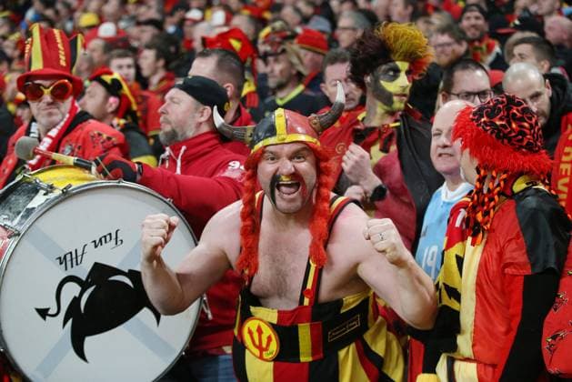. - England v Belgium, International Friendly, Länderspiel, Nationalmannschaft Match, Wembley Stadium, London, UK. - 26th March 2024. Belgium fans. - England v Belgium, International Friendly Match, Wembley Stadium, London, UK. - 26th March 2024. London Wembley Stadium UK Copyright: xDanxWeirx CP_England_Belgium_83