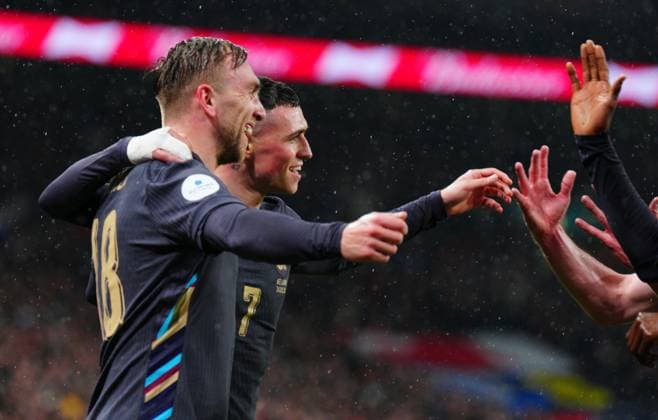Jarrod Bowen of England celebrates a goal which was then ruled out by VAR England v Belgium, International Friendly, Länderspiel, Nationalmannschaft Football, Wembley Stadium, London, UK - 26 Mar 2024 EDITORIAL USE ONLY No use with unauthorised audio, video, data, fixture lists, club league logos or live services. Online in-match use limited to 120 images, no video emulation. No use in betting, games or single club league player publications. Copyright: xJavierxGarcia Shutterstockx 14400427kn