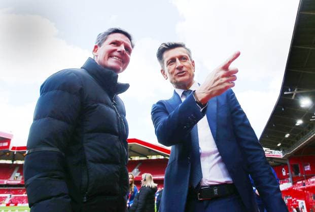 Crystal Palace chairman and co-owner Steve Parish with manager Oliver Glasner ahead of the match Nottingham Forest v Crystal Palace, Premier League, Football, City Ground, Nottingham, UK - 30 Mar 2024 EDITORIAL USE ONLY No use with unauthorised audio, video, data, fixture lists, club league logos or live services. Online in-match use limited to 120 images, no video emulation. No use in betting, games or single club league player publications. Copyright: xMattxWest Shutterstockx 14400476e