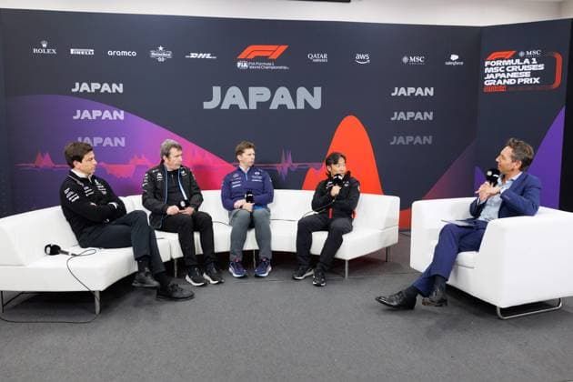 FAMIN Bruno (fra), Team Principal of Alpine F1 Team, portrait, VOWLES James, Team Principal of Williams Racing, portrait, KOMATSU Ayao (jpn), Team Principal of Haas F1 team, portrait, WOLFF Toto (aut), Team Principal & CEO of Mercedes AMG F1 Team, portrait, conference de presse, press conference, PK, Pressekonferenz during the Formula 1 MSC Cruises Japanese Grand Prix 2024, 4th round of the 2024 Formula One World Championship, WM, Weltmeisterschaft from April 5 to 7, 2024 on the Suzuka International Racing Course, in Suzuka, Japan - F1 - JAPANESE GRAND PRIX 2024 DPPI Panoramic 240405_R04_GIAPPONE__LF_6101