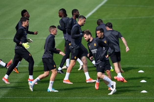 April 8, 2024, Valdebebas, Madrid, SPAIN: Nacho Fernandez during the training session of Real Madrid before the UEFA Champions League, Quarter finals, football match against Manchester City at Ciudad Deportiva Real Madrid on April 8, 2024, in Valdebebas, Madrid, Spain. Valdebebas SPAIN - ZUMAa181 20240408_zaa_a181_004 Copyright: xOscarxJ.xBarrosox