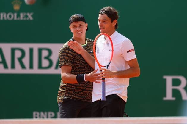 Holger Rune (Den) and Taylor Fritz TENNIS : Rolex Monte Carlo Masters - 08 04 2024 AntoineCouvercelle Panoramic