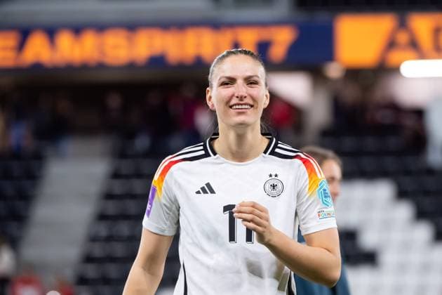 Melissa Koessler Germany, 11 happy, AUT, Austria vs Germany, UEFA Womens Qualifier Euro 2025, national team, League A, Group 4, Matchday 1, 05 04 2024 AUT, Austria vs Germany, UEFA Womens Qualifier Euro 2025, national team, League A, Group 4, Matchday 1, 05 04 2024 Linz Copyright: xEibner-Pressefoto Memmlerx EP_MMR