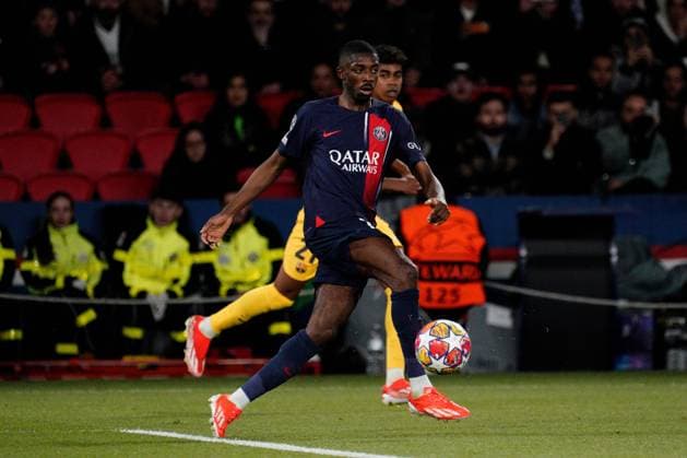 Ousmane Dembele of PSG Paris Saint-Germain v Barcelona, UEFA Champions League, Quarter Final, First Leg, Football, Parc des Princes, Paris, France - 10 Apr 2024 EDITORIAL USE ONLY No use with unauthorised audio, video, data, fixture lists, club league logos or live services. Online in-match use limited to 120 images, no video emulation. No use in betting, games or single club league player publications. Copyright: xDavexWinter Shutterstockx 14424874ah