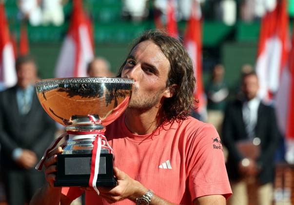 Finale Rolex MOnte-Carlo Masters PHOTOPQR NICE MATIN Jean François Ottonello ; Roquebrune-Cap-Martin ; 14 04 2024 ; Finale Rolex MOnte-Carlo Masters - Stefanos Tsitsipas (GRE en rouge) vs Casper Ruud (NOR en noir) Roquebrune-Cap-Martin France Copyright: xPHOTOPQR NICExMATIN MAXPPPxJeanxFrançoisxOttonellox 20240414NIM0034 20240414NIM0034