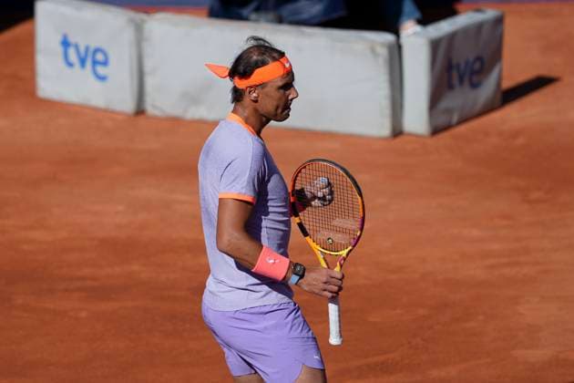 April 16, 2024, Barcelona, Barcelona, SPAIN: Rafael Nadal of Spain in action against Flavio Cobolli of Italy during the Open de Barcelona Conde Godo on April 16, 2024, in Barcelona, Spain. Barcelona SPAIN - ZUMAa181 20240416_zaa_a181_002 Copyright: xJosexCamposx