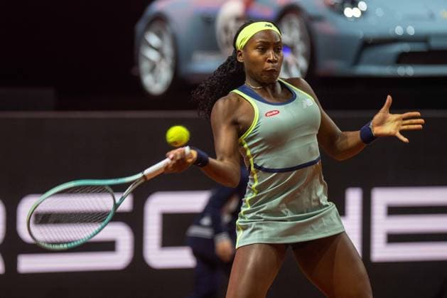 Coco Gauff USA xettx,Germany, Stuttgart, 17 04 2024, Tennis, Porsche Tennis Grand Prix, Day 5, 2024, Round 2, S Vickery C Gauff, Porsche Arena Photo A2 Bildagentur Peter Hartenfelser