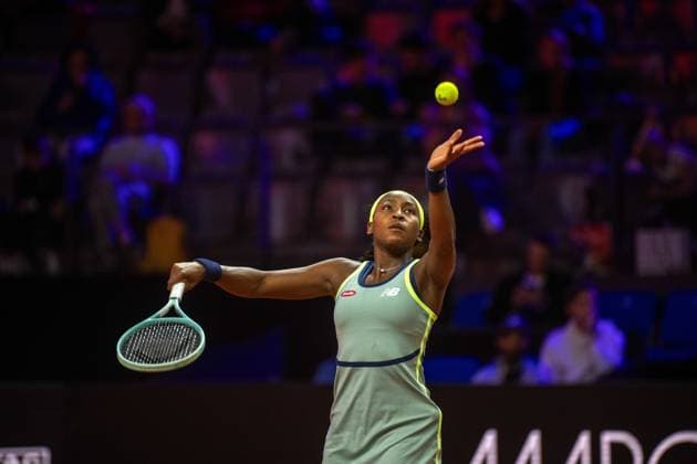 Coco Gauff USA xettx,Germany, Stuttgart, 17 04 2024, Tennis, Porsche Tennis Grand Prix, Day 5, 2024, Round 2, S Vickery C Gauff, Porsche Arena Photo A2 Bildagentur Peter Hartenfelser