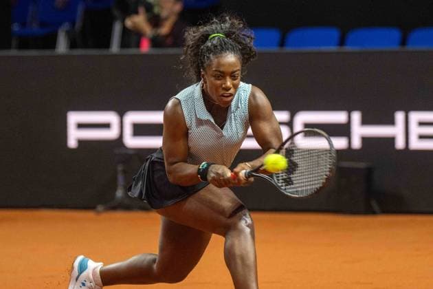 Sachia Vickery USA xettx,Germany, Stuttgart, 17 04 2024, Tennis, Porsche Tennis Grand Prix, Day 5, 2024, Round 2, S Vickery C Gauff, Porsche Arena Photo A2 Bildagentur Peter Hartenfelser