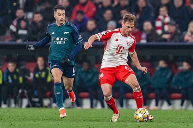 Joshua Kimmich FC Bayern Muenchen, 6 Gabriel Martinelli FC Arsenal London, 11 FC Bayern Muenchen vs FC Arsenal, Football, UEFA Champions League, Quarter-final quarter-final, 17 04 2024 FC Bayern Muenchen vs FC Arsenal, Football, UEFA Champions League, Quarter-final quarter-final, 17 04 2024 Munich Copyright: xEibner-Pressefoto BahhoxKarax EP_BKA