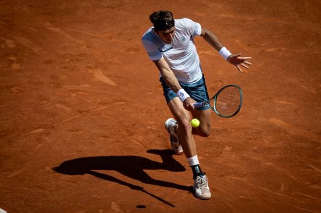 Tomas Etcheverry Argentina during a quarterfinal ATP 500 Barcelona Open Banc Sabadell 2024 match at Real Club de Tenis de Barcelona, in Barcelona, Spain on April 19, 2024 Photo by Felipe Mondino Copyright: x@FELIPExMONDINOx