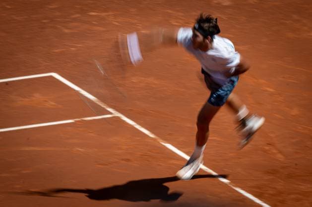 Tomas Etcheverry Argentina during a quarterfinal ATP 500 Barcelona Open Banc Sabadell 2024 match at Real Club de Tenis de Barcelona, in Barcelona, Spain on April 19, 2024 Photo by Felipe Mondino Copyright: x@FELIPExMONDINOx