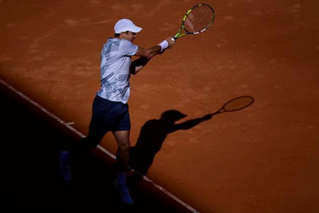 Mutua Madrid Open - Day One Facundo Bagnis of Argentina returns a shot against David Goffin of Belgium during day one of the Mutua Madrid Open 2024 at Caja Magica on April 22, 2024, in Madrid, Spain. Madrid Caja Magica Madrid Spain RL_MMO24_016 Copyright: xRicardoxLarreinax