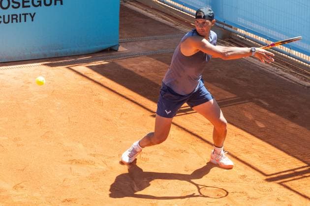 Rafa Nadal And Carlos Alcaraz Prepare For The Mutua Open - Madrid Rafa Nadal during his training for the Mutua Openon April 22, 2024, in Madrid (Spain). Photo by Jose Oliva Europa Press ABACAPRESS.COM Madrid Spain Copyright: xEuropaxPress ABACAx