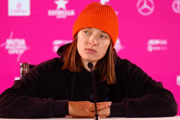 April 27, 2024, Madrid, Madrid, SPAIN: Iga Swiatek of Poland attends the media during her press conference, PK, Pressekonferenz during the Mutua Madrid Open 2024, ATP, Tennis Herren Masters 1000 and WTA, Tennis Damen 1000, tournament celebrated at Caja Magica on April 27, 2024 in Madrid, Spain. Madrid SPAIN - ZUMAa181 20240427_zaa_a181_018 Copyright: xIrinaxR.xHipolitox