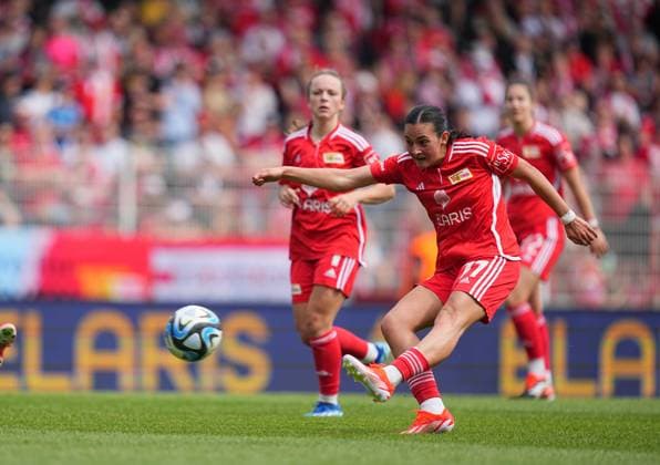 Elisa Spolaczyk Union Berlin shoots on goal, Regionalliga Nordost Frauen, Union Berlin vs Hertha Berlin, Stadion An der Alten Försterei on April 28, 2024 in Berlin, Germany Photo by Ulrik Pedersen DeFodi Images Elisa Spolaczyk Union Berlin shoots on goal, Regionalliga Nordost Frauen, Union Berlin vs Hertha Berlin, Stadion An der Alten Försterei on April 28, 2024 in Berlin, Germany Photo by Ulrik Pedersen DeFodi Images DFB DFL REGULATIONS PROHIBIT ANY USE OF PHOTOGRAPHS AS IMAGE SEQUENCES AND OR QUASI VIDEO Defodi 659 141958 01000183 Defodi-659 DFB DFL REGULATIONS PROHIBIT ANY USE OF PHOTOGRAPHS AS IMAGE SEQUENCES AND OR QUASI-VIDEO.