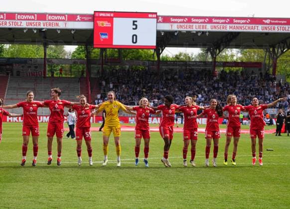 Union Berlin team, Regionalliga Nordost Frauen, Union Berlin vs Hertha Berlin, Stadion An der Alten Försterei on April 28, 2024 in Berlin, Germany Photo by Ulrik Pedersen DeFodi Images Union Berlin team, Regionalliga Nordost Frauen, Union Berlin vs Hertha Berlin, Stadion An der Alten Försterei on April 28, 2024 in Berlin, Germany Photo by Ulrik Pedersen DeFodi Images DFB DFL REGULATIONS PROHIBIT ANY USE OF PHOTOGRAPHS AS IMAGE SEQUENCES AND OR QUASI VIDEO Defodi 659 150040 01000421 Defodi-659 DFB DFL REGULATIONS PROHIBIT ANY USE OF PHOTOGRAPHS AS IMAGE SEQUENCES AND OR QUASI-VIDEO.