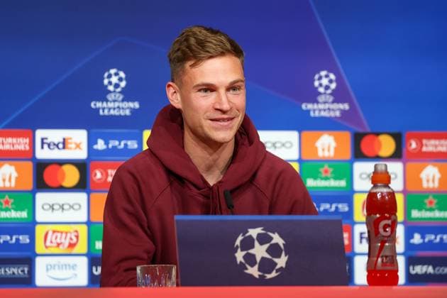 Joshua Kimmich FC Bayern Muenchen, 06 at the press conference, laughs, International Press Conference, FC Bayern Muenchen, Football, UEFA Champions League, Semi-Final First Leg, Season 23 24, 29 04 2024, International Press Conference, FC Bayern Muenchen, Football, UEFA Champions League, Semi-Final First Leg, Season 23 24, 29 04 2024 Muenchen Copyright: xEibner-Pressefoto JennixMaulx EP_JML