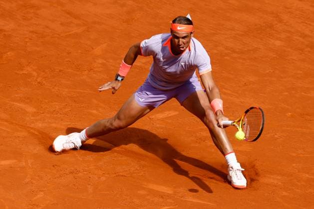 April 30, 2024, Madrid, Madrid, SPAIN: Rafael Nadal of Spain in action against Pedro Cachin of Argentina during the Mutua Madrid Open 2024, ATP, Tennis Herren Masters 1000 and WTA, Tennis Damen 1000, tournament celebrated at Caja Magica on April 29, 2024 in Madrid, Spain. Madrid SPAIN - ZUMAa181 20240430_zaa_a181_017 Copyright: xIrinaxR.xHipolitox