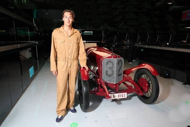 RUSSELL George (gbr), driving the 100-year-old Mercedes race car, garage, box, the Formula 1 MSC Cruises Gran Premio del Made in Italy e Dell™Emilia-Romagne 2024, 7th round of the 2024 Formula One World Championship, WM, Weltmeisterschaft from May 17 to 19, 2024 on the Autodromo Enzo e Dino Ferrari, in Imola, Italy - F1 - EMILIA-ROMAGNA GRAND PRIX 2024 DPPI Panoramic 240516_R07_EMR_DP_1Q0A7975