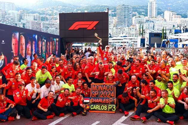 First Place Charles Leclerc of Monaco and Ferrari, Third Place Carlos Sainz of Spain and Ferrari and the whole Ferrari Team celebrate and pose for the team celebration photo, Race, F1 Grand Prix of Monaco, Monaco on May 26, 2024 in Monte Carlo, Monaco Photo by Diogo Cardoso DeFodi Images First Place Charles Leclerc of Monaco and Ferrari, Third Place Carlos Sainz of Spain and Ferrari and the whole Ferrari Team celebrate and pose for the team celebration photo, Race, F1 Grand Prix of Monaco, Monaco on May 26, 2024 in Monte Carlo, Monaco Photo by Diogo Cardoso DeFodi Images Defodi 645 f1mon20240526 3769 Defodi-645