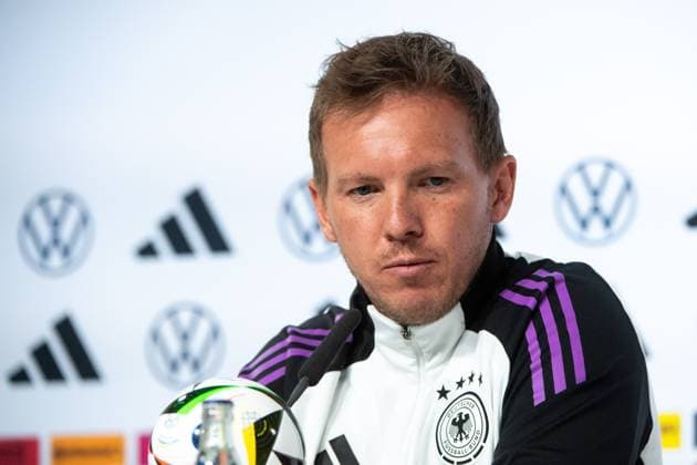 Julian Nagelsmann Germany, national coach , GER, Press conference DFB football mens national team Germany, training camp Blankenhain, UEFA European Football Championship 2024, 27 05 2024 DFB regulations prohibit any use of photographs as image sequences and or quasi video GER, Press conference DFB football mens national team Germany, training camp Blankenhain, UEFA European Football Championship 2024, 27 05 2024 Blankenhain Copyright: xEibner-Pressefoto Memmlerx EP_MMR