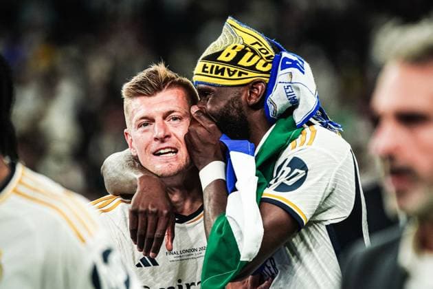 Toni Kroos Real Madrid, 08 , Antonio Ruediger Real Madrid, 22 ENG, Borussia Dortmund vs Real Madrid, Football, Champions League, Final, 2023 2024 season, 01 06 2024 ENG, Borussia Dortmund vs Real Madrid, Football, Champions League, Final, 2023 2024 season, 01 06 2024 London Copyright: xEibner-Pressefoto MarcelxvonxFehrnx EP_MFN
