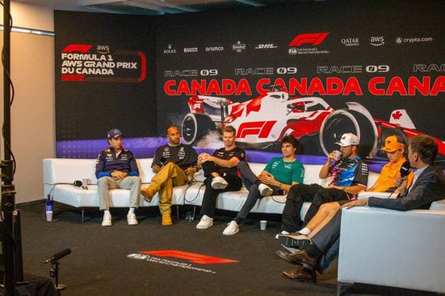 June 6, 2024, Montreal, Quebec, Canada: Driver press conference, PK, Pressekonferenz during Formula 1 Aws Grand Prix du Canada 2024, Montreal, Quebec, Canada, from Jun 6th to 9th - Rounfd 9 of 24 of 2024 F1 World Championship, WM, Weltmeisterschaft Montreal Canada - ZUMAm217 20240606_zsp_m217_056 Copyright: xAlessioxDexMarcox