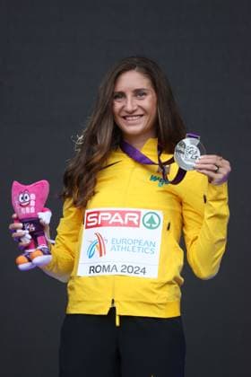 Rome , Athletics, Athletics, Track and Field, EAA, European Athletics Championships Rome 2024 European Championships Rome , 07 06 12 06 2024, Olympic Stadium Roma, Italy , 3000m Obstacle Women Award Ceremony , Gesa Felicitas Krause, Silver Medal, Germany Copyright Gladys Chai von der Laage