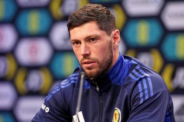 Scott McKenna of Scotland during the press conference, PK, Pressekonferenz Scotland Training Session and Press Conference, UEFA European Championship, EM, Europameisterschaft 2024, Group A Football, Stadion am Groben, Garmisch-Partenkirchen, Germany, 11 Jun 2024 EDITORIAL USE ONLY No use with unauthorised audio, video, data, fixture lists, club league logos or live services. Online in-match use limited to 120 images, no video emulation. No use in betting, games or single club league player publications. Copyright: xPaulxCurrie Shutterstockx 14523736cz