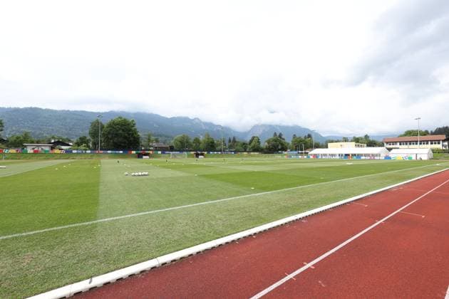 General view of Scotland training ground Scotland Training Session, UEFA European Championship, EM, Europameisterschaft 2024, Group A Football, Stadion am Groben, Garmisch-Partenkirchen, Germany, 13 Jun 2024 EDITORIAL USE ONLY No use with unauthorised audio, video, data, fixture lists, club league logos or live services. Online in-match use limited to 120 images, no video emulation. No use in betting, games or single club league player publications. Copyright: xPaulxCurrie Shutterstockx 14523767g