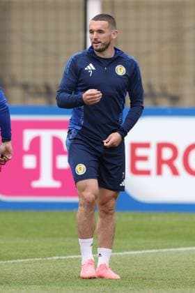 John McGinn of Scotland Scotland Training Session, UEFA European Championship, EM, Europameisterschaft 2024, Group A Football, Stadion am Groben, Garmisch-Partenkirchen, Germany, 13 Jun 2024 EDITORIAL USE ONLY No use with unauthorised audio, video, data, fixture lists, club league logos or live services. Online in-match use limited to 120 images, no video emulation. No use in betting, games or single club league player publications. Copyright: xPaulxCurrie Shutterstockx 14523767q