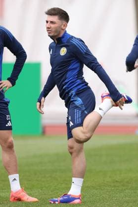 Ross McCrorie of Scotland, Billy Gilmour of Scotland Scotland Training Session, UEFA European Championship, EM, Europameisterschaft 2024, Group A Football, Stadion am Groben, Garmisch-Partenkirchen, Germany, 13 Jun 2024 EDITORIAL USE ONLY No use with unauthorised audio, video, data, fixture lists, club league logos or live services. Online in-match use limited to 120 images, no video emulation. No use in betting, games or single club league player publications. Copyright: xPaulxCurrie Shutterstockx 14523767bb