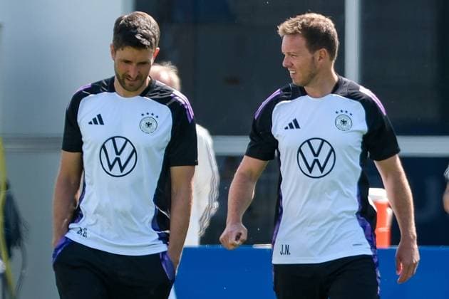 Benjamin Glueck CO Coach and Julian Nagelsmann Germany , Coach , GER, Final training MD 1, Mens national team ahead of Germany vs Scotland, UEFA European Championship 2024, Football, Herzogenaurach, 13 06 2024 GER, Final training MD 1, Mens national team ahead of Germany vs Scotland, UEFA European Championship 2024, Football, Herzogenaurach, 13 06 2024 Herzogenaurach Copyright: xEibner-Pressefoto FlorianxWieganx EP_FWD