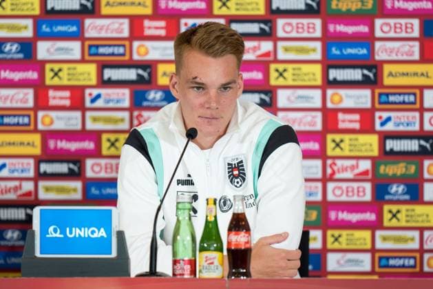 SOCCER - UEFA EURO, EM, Europameisterschaft,Fussball 2024 BERLIN,GERMANY,13.JUN.24 - SOCCER -UEFA EURO 2024, OEFB, Oesterreichischer Fussball-Bund, press conference, PK, Pressekonferenz Image shows Philipp Lienhart (AUT). GEPAxpictures xJohannesxFriedl