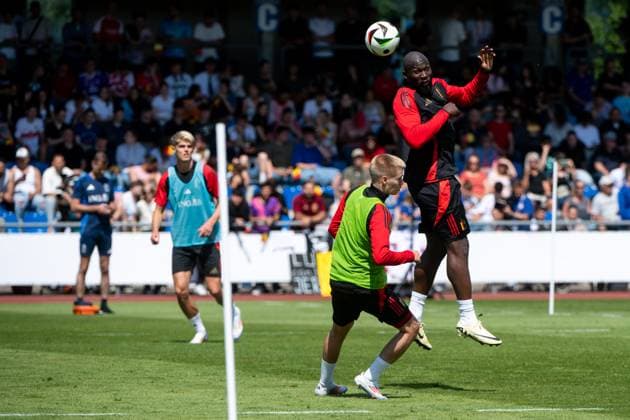 Romelu Lukaku Belgium, 10 at header, GER, Belgium BEL , Public Training Session, European Football Championship, UEFA EURO 2024, 13 06 2024 GER, Belgium BEL , Public Training Session, European Football Championship, UEFA EURO 2024, 13 06 2024 Freiberg am Neckar Copyright: xEibner-Pressefoto Memmlerx EP_MMR