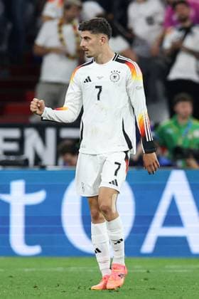 Kai Havertz of Germany celebrates scoring a goal for their side to make it 3-0 Germany v Scotland, UEFA European Championship, EM, Europameisterschaft 2024, Group A, Football, Munich Football Arena, Munich, Germany, 14 Jun 2024 EDITORIAL USE ONLY No use with unauthorised audio, video, data, fixture lists, club league logos or live services. Online in-match use limited to 120 images, no video emulation. No use in betting, games or single club league player publications. Copyright: xPaulxCurrie Shutterstockx 14523776do