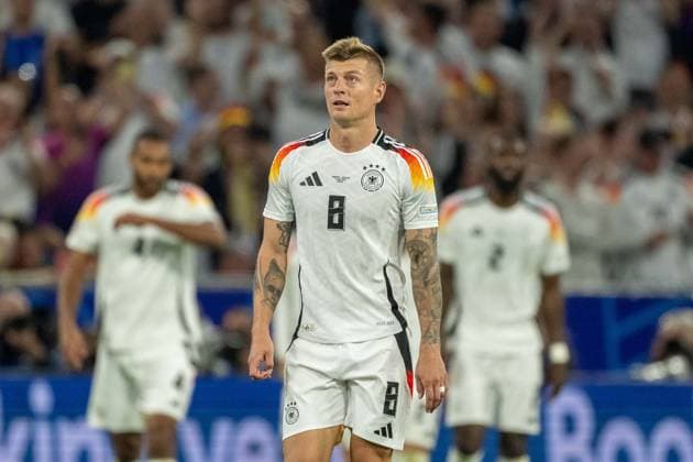 Toni Kroos Germany 08 after goal for 4 0 by Niclas Fuellkrug Germany 09 , GER, Germany GER vs Scottland SCO , European Football Championship, UEFA EURO 2024, Group A, Matchday 1, 14 06 2024, GER, Germany GER vs Scottland SCO , European Football Championship, UEFA EURO 2024, Group A, Matchday 1, 14 06 2024 Munich Copyright: xEibner-Pressefoto SaschaxWaltherx EP_EER
