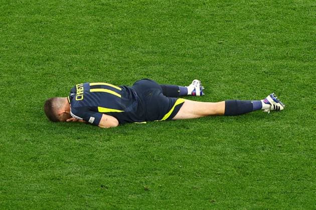 Ryan Christie of Scotland shows a look of dejection Germany v Scotland, UEFA European Championship, EM, Europameisterschaft 2024, Group A, Football, Munich Football Arena, Munich, Germany, 14 Jun 2024 EDITORIAL USE ONLY No use with unauthorised audio, video, data, fixture lists, club league logos or live services. Online in-match use limited to 120 images, no video emulation. No use in betting, games or single club league player publications. Copyright: xKieranxMcManus Shutterstockx 14523770ed
