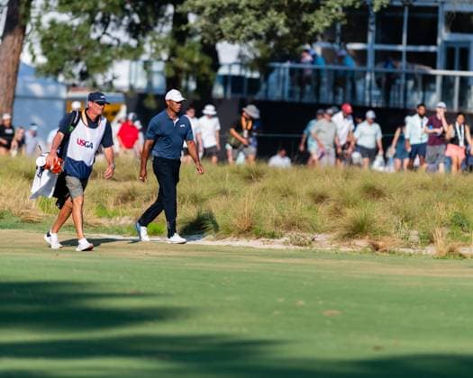June 14, 2024, Pinehurst, North Carolina, USA: Tiger Woods of Jupiter, Florida, and his caddie, Lance Bennett, walk up the 18th fairway during Friday s second round for the 124th U.S. Open, June 14, 2024, at Pinehurst Resort & Country Club (Course No. 2) in Pinehurst, North Carolina. Pinehurst USA - ZUMAh97_ 20240614_fap_h97_004 Copyright: xTimothyxL.xHalex