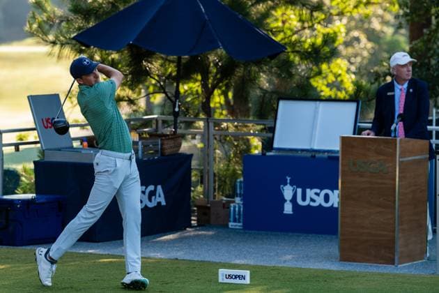 June 14, 2024, Pinehurst, North Carolina, USA: Jordan Spieth of Dallas, Texas, plays his shot from the tenth tee during Friday s second round for the 124th U.S. Open, June 14, 2024, at Pinehurst Resort & Country Club (Course No. 2) in Pinehurst, North Carolina. Pinehurst USA - ZUMAh97_ 20240614_fap_h97_015 Copyright: xTimothyxL.xHalex