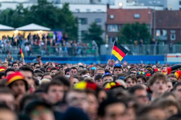Fans cheer after the first goal, cheering, joy, goal GER, Germany vs Scotland, Public Viewing, Fanzone Hamburg, opening match, Fan Festival, UEFA EURO 2024, 14 06 2024 GER, Germany vs Scotland, Public Viewing, Fanzone Hamburg, opening match, Fan Festival, Hamburg UEFA EURO 2024, 14 06 2024 Hamburg Copyright: xEibner-Pressefoto MaximilianxVincenx EP_MVN