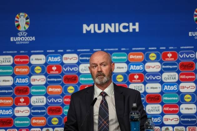 Press conference with Steve Clarke Scotland, Coach , Football, UEFA , European Championship, Group A 2024, Germany vs Scotland, 14 06 2024, Munich Football Arena, Munich, Germany Munich Football Arena Bayern Germany Copyright: xGrantxHubbsx