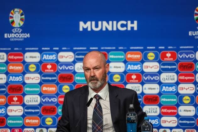 Press conference with Steve Clarke Scotland, Coach , Football, UEFA , European Championship, Group A 2024, Germany vs Scotland, 14 06 2024, Munich Football Arena, Munich, Germany Munich Football Arena Bayern Germany Copyright: xGrantxHubbsx